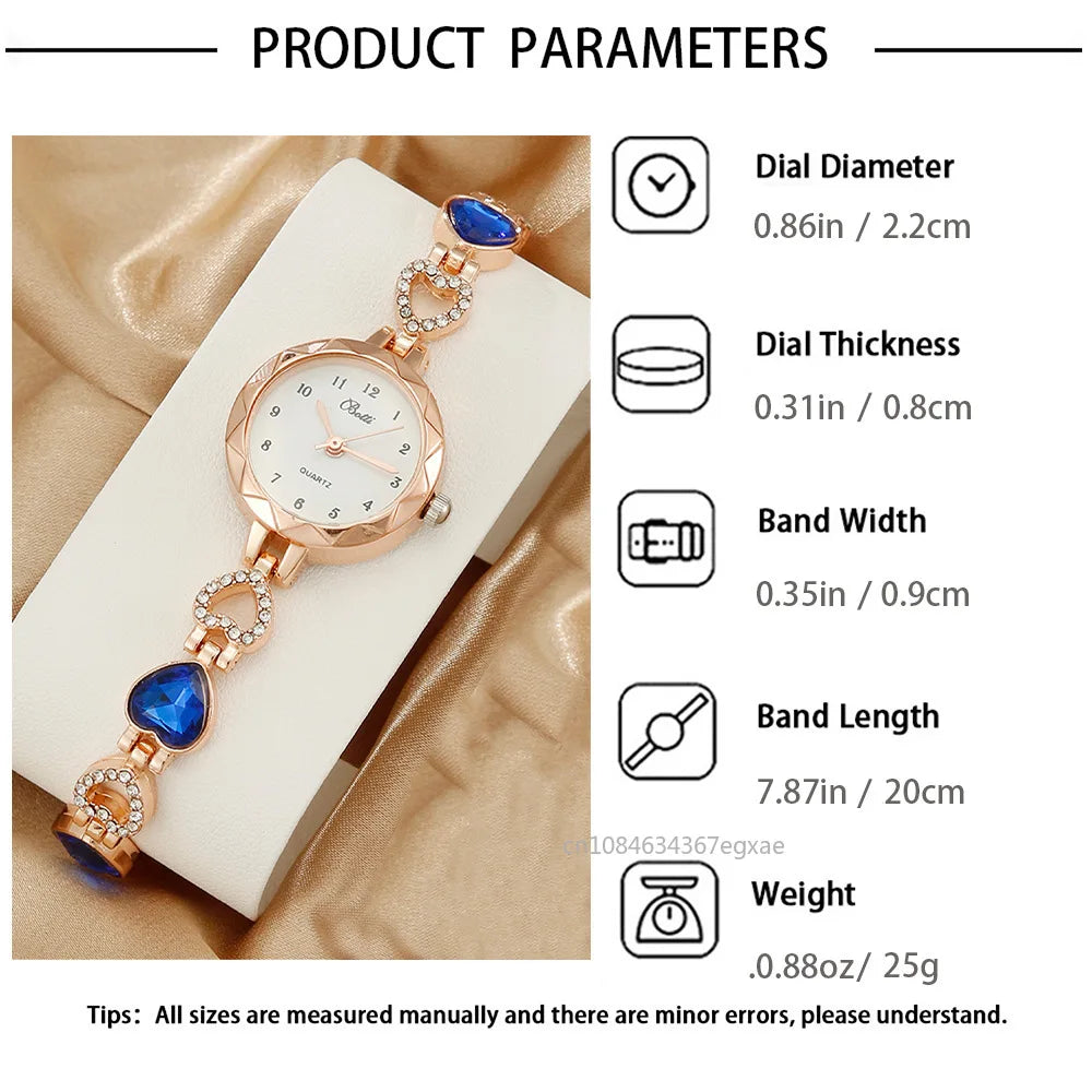 5pcs Fashion Luxury Watch for Women Watch 2024 Fashion Versatile Women's Love Watch Band Rhinestone Set Diamond Watches