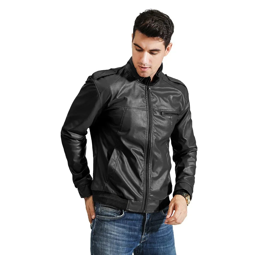 2025 Hot Sale Brand New Men's Motorcycle Leather Jacket Slim Men Leather Jacket Outer Wear Clothing For Male Garment Man Jackets