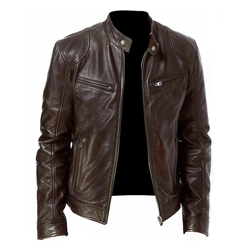 2024 Motorcycle Leather Jackets Man Casual Fashion Motorcycle Coat Slim Fit Lapel PU Jackets Autumn Anti-wind Leather Coat Male