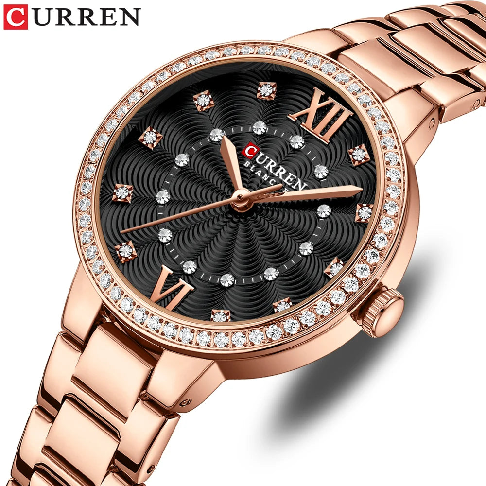 CURREN Women Watches Fashion Rose Gold Stainless Stain Steel Ladies Watch Waterproof Quarzt Wristwatch Romatic Girlfriend Gift