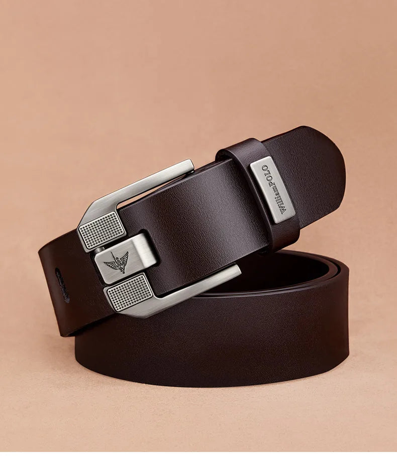 Men's casual belt, fashionable needle buckle cowhide personalized belt, retro style denim belt