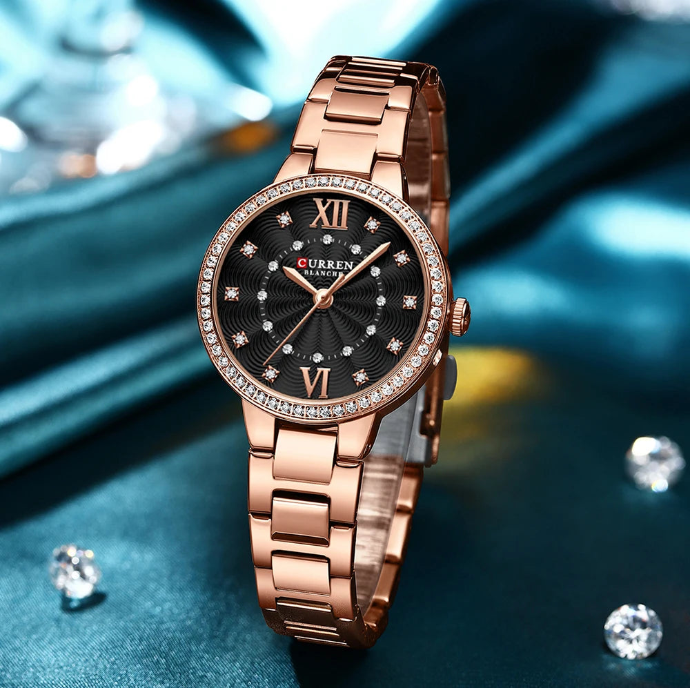 CURREN Women Watches Fashion Rose Gold Stainless Stain Steel Ladies Watch Waterproof Quarzt Wristwatch Romatic Girlfriend Gift