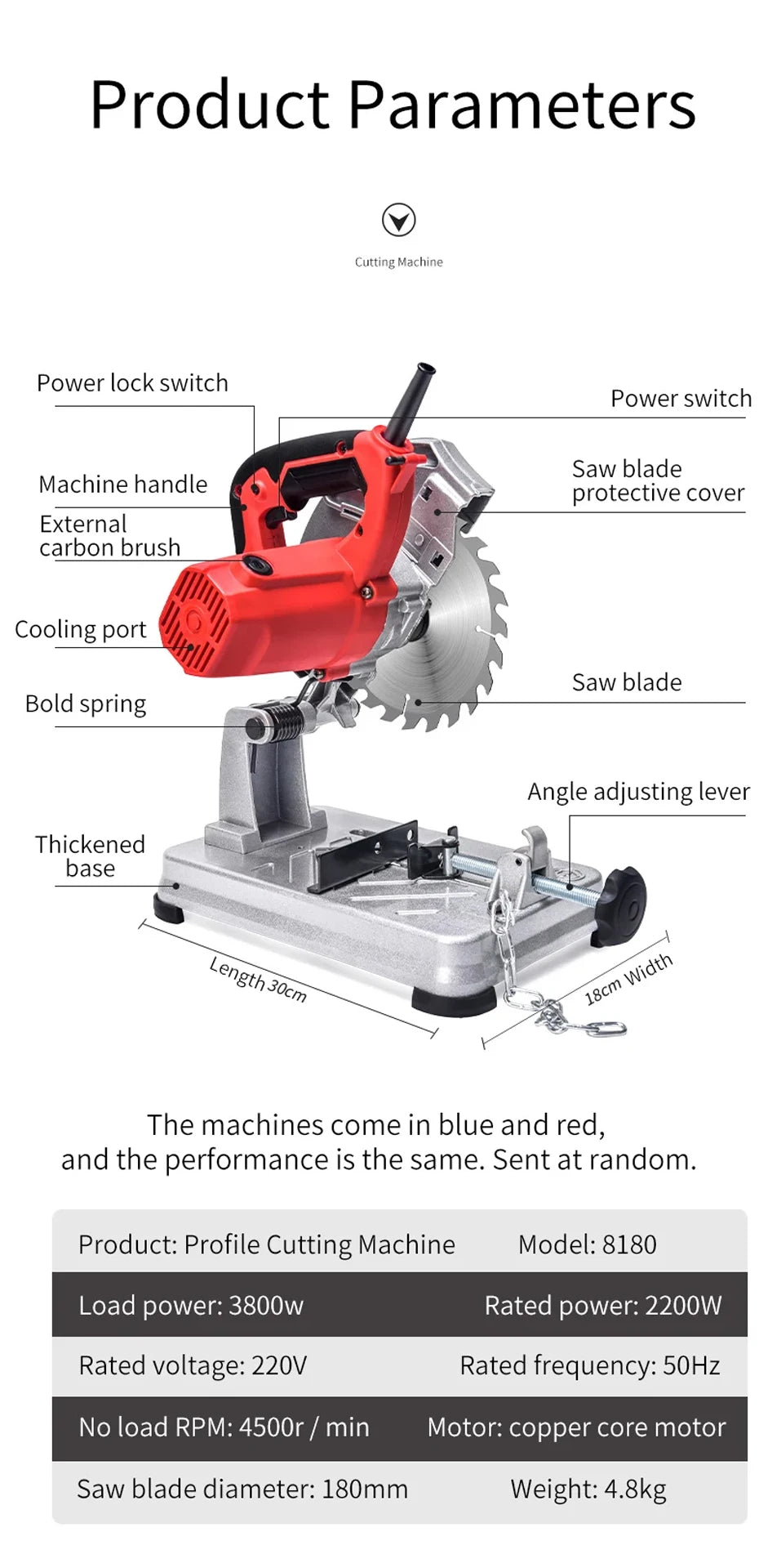 Mini Profile Cutting Machine 2200W 220V Section Bar Cutting-Off Grinder Metal Steel Saw 0-45 Degrees Table Cutter Electric Sw