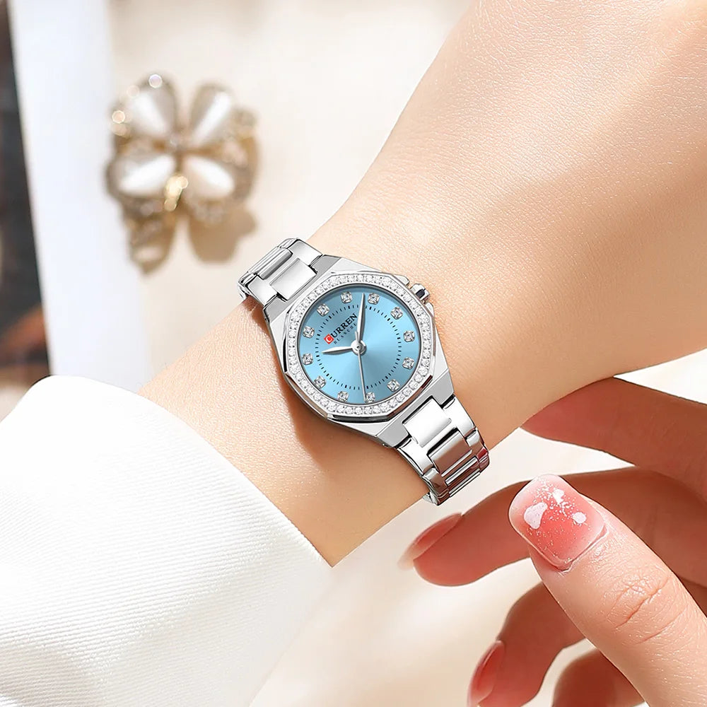 CURREN Women's Watches Elegant Fashion Original Quartz Watch for Laides Waterproof Stainless Steel